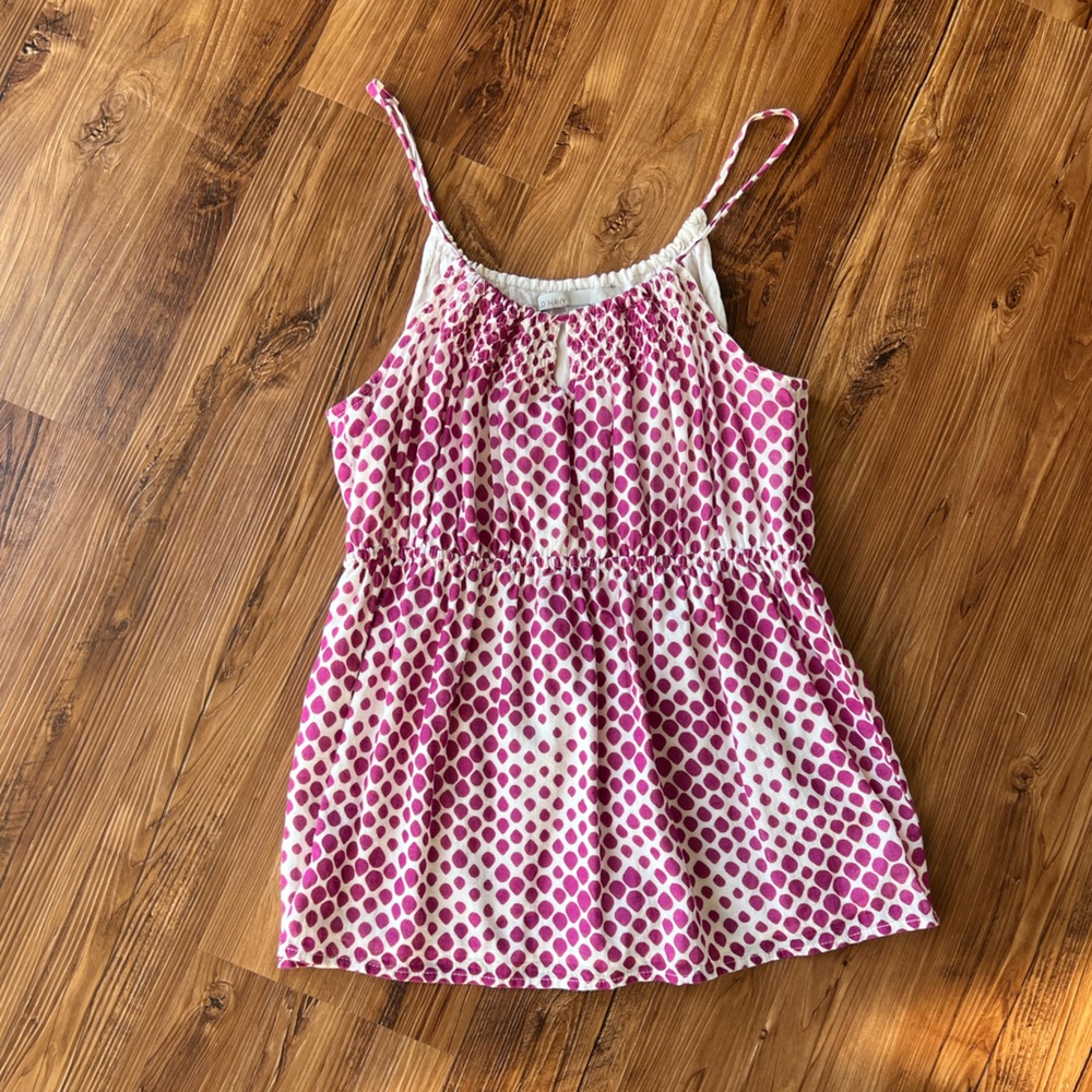 2000s / 2009 Old Navy Spaghetti Strap Tank Top Purple Dot Print Small